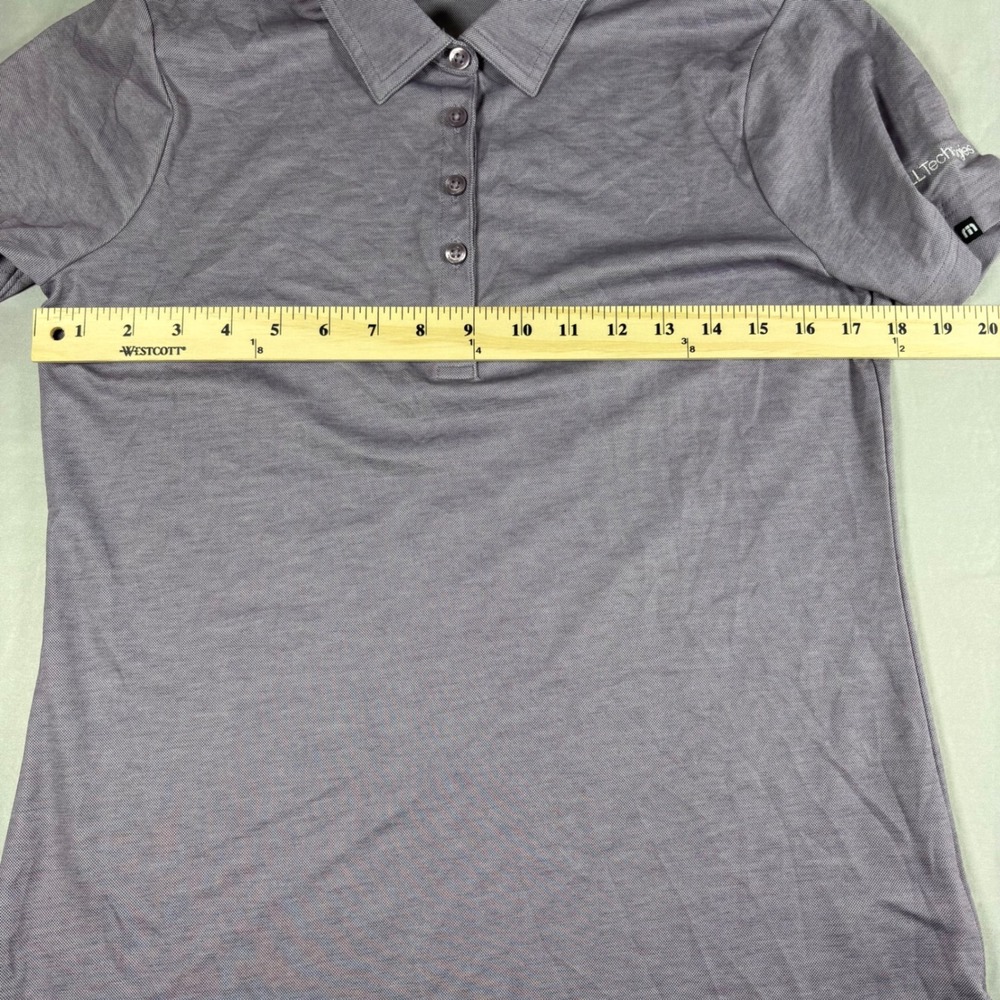 TravisMathew Oceanside Heather Polo Shirt Womens Medium Purple Sage Dell NEW - Picture 7 of 9